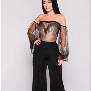 Fashion nova chleo off shoulder mesh bodysuit